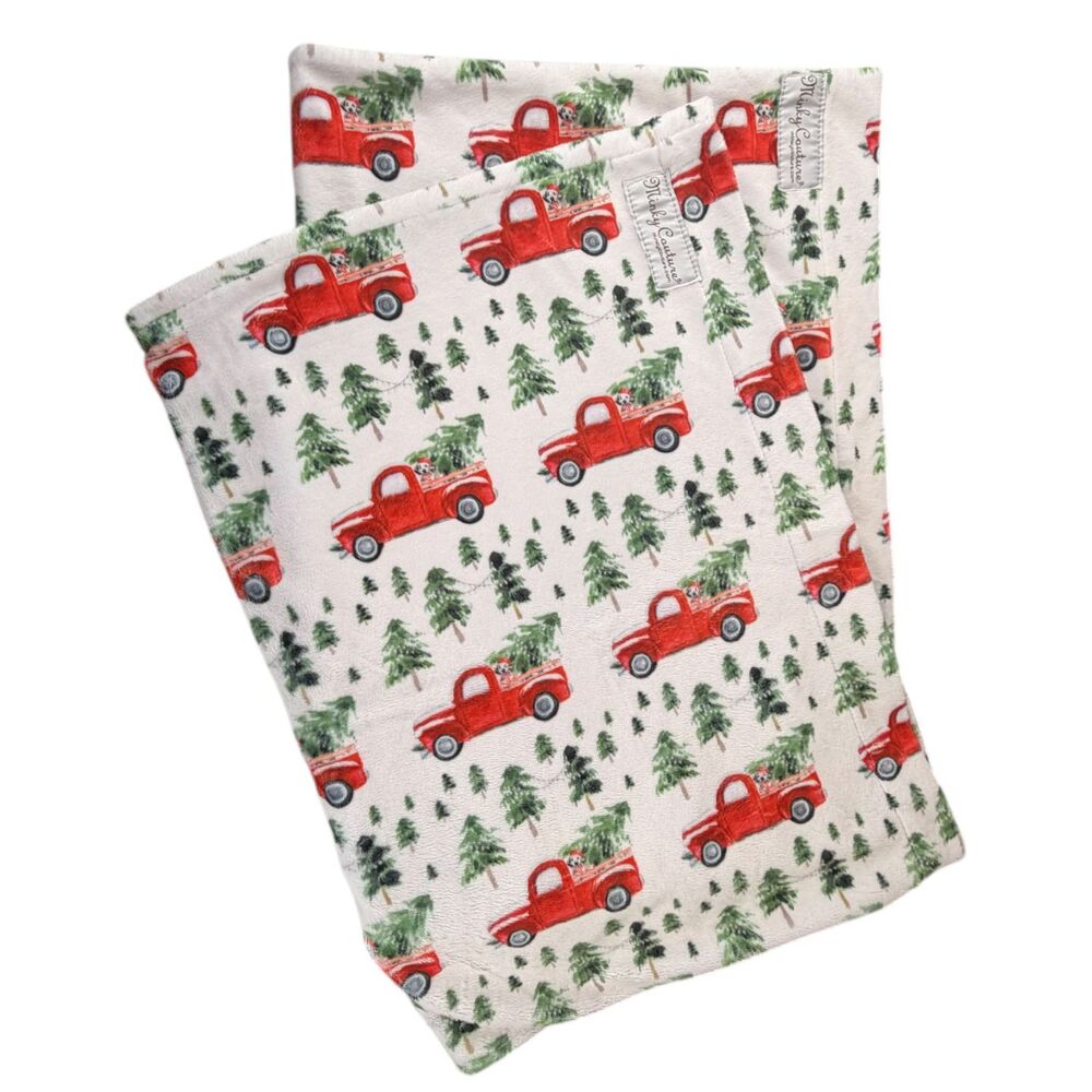 Minky Couture Retired Red Truck Pine Tree Ultra Soft Plush Fleece Pillowcases